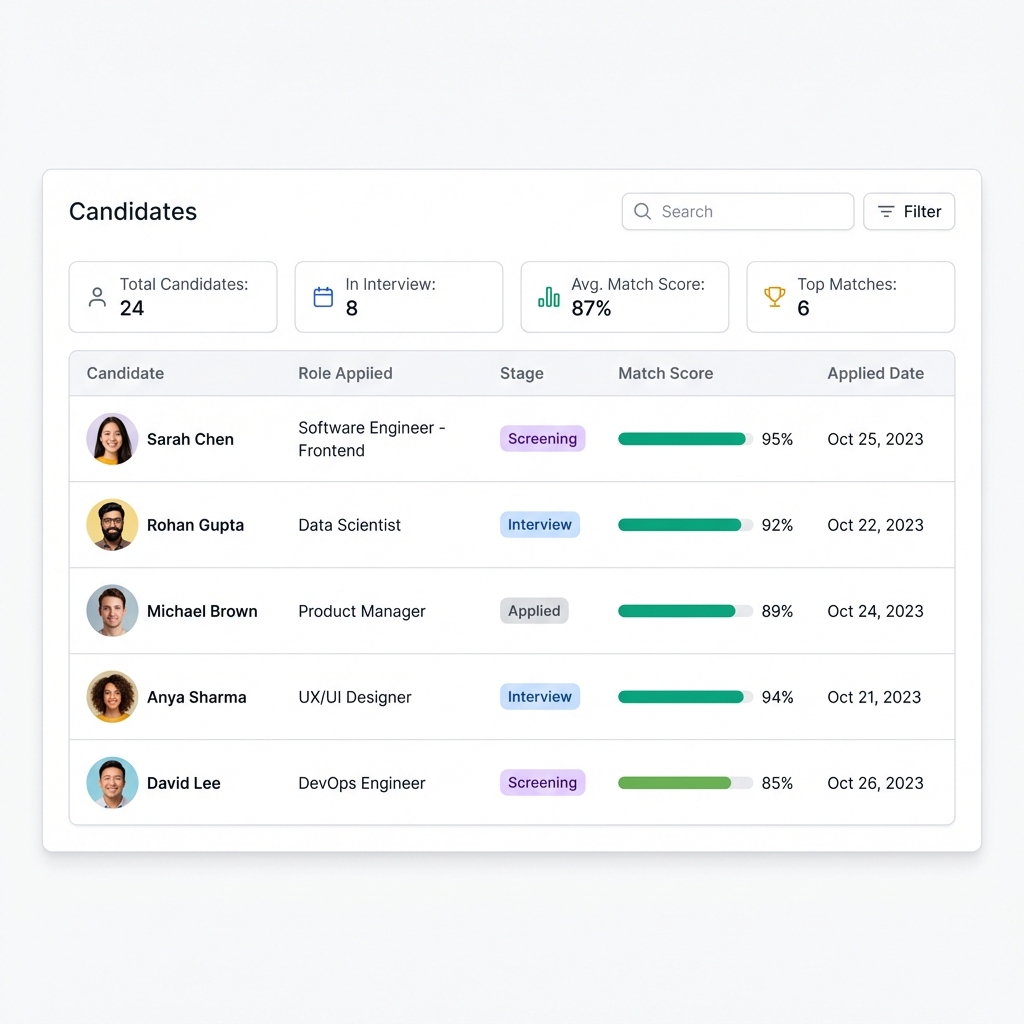 Candidate List with AI Scores